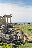 Selinunte the temple hill. Temple ruins crushed to the ground, like a fantastic work of art 